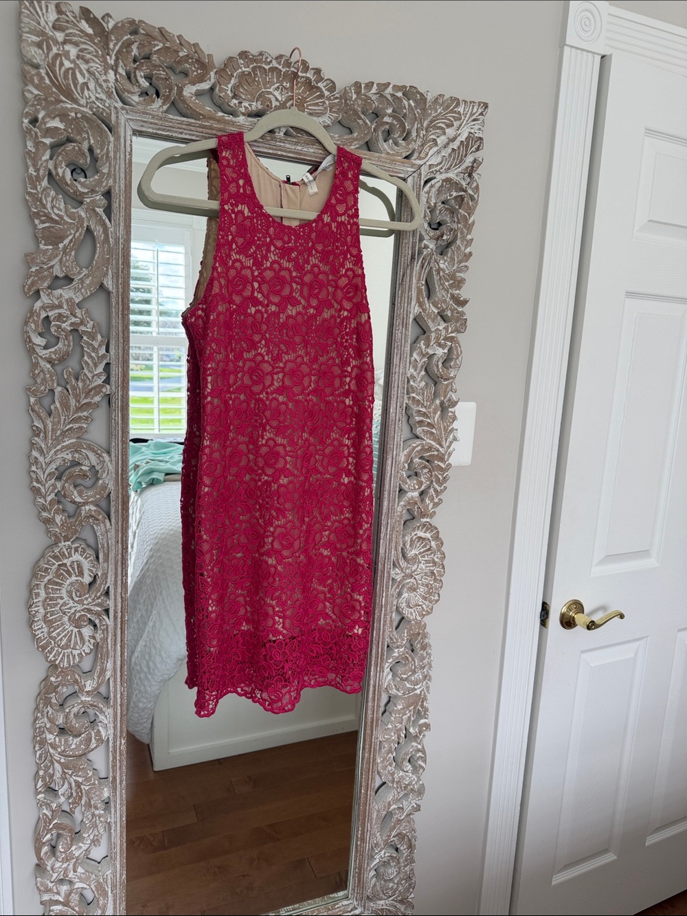 Lovers + Friends Fuchsia Lace Midi Dress